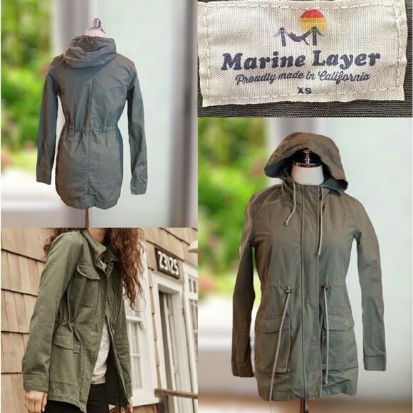 🔥 MARINE LAYER Hooded Utility Chore Jacket Parka Size XS - Picture 1 of 16